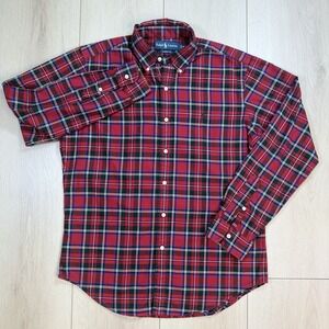 VTG Y2K Ralph Lauren Men's M Classic Fit Red‎ Plaid Flannel Button Down Shirt